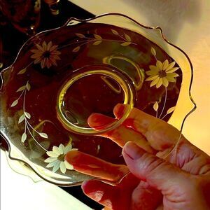 Lancaster Yellow Depression Glass Jubilee Glassware Set 4 Salad Plates 1930’s